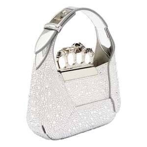 Alexander McQueen Crystal Jewelled Shoulder Bag Silver Skull